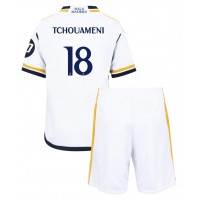 Real Madrid Aurelien Tchouameni #18 Heimtrikotsatz Kinder 2023-24 Kurzarm (+ Kurze Hosen)